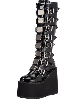 Pleaser Women's Swing-815 Knee-High Boot,Black Patent,8 M US