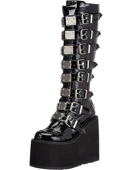 Pleaser Women's Swing-815 Knee-High Boot,Black Patent,8 M US