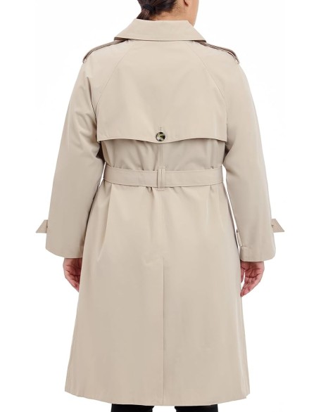 Women's 3/4 Length Double-Breasted Trench Coat with Belt