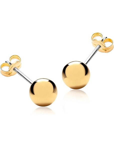 6mm Ball Stud Earrings 24k Real Gold Plated for Women and Men