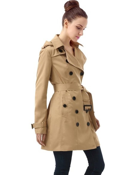 Women Leah Waterproof Hooded Mid Length Trench Coat