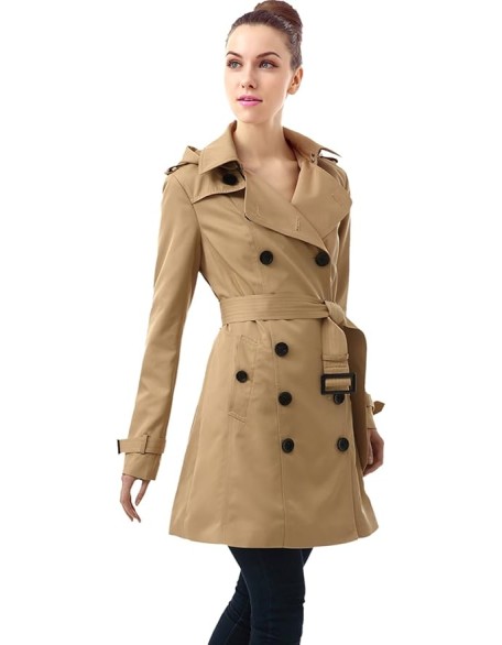 Women Leah Waterproof Hooded Mid Length Trench Coat