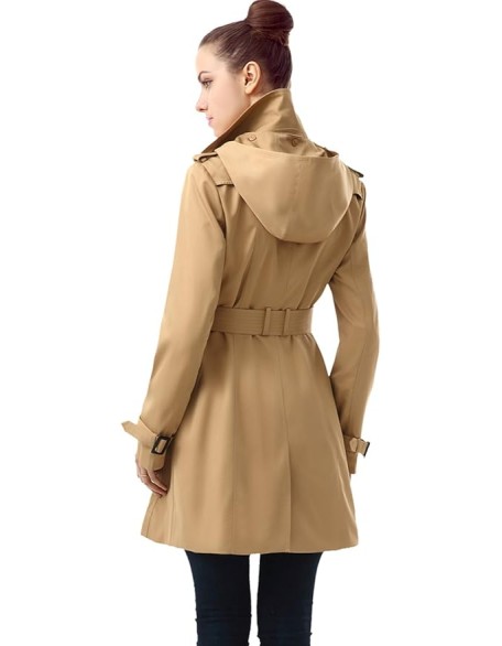 Women Leah Waterproof Hooded Mid Length Trench Coat
