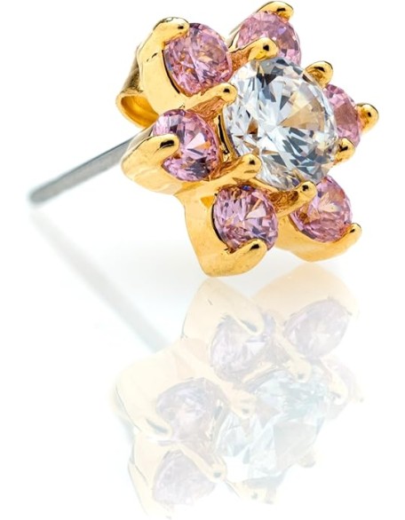 9mm Cubic Zirconia Flower Stud Earrings 24k Real Gold Plated