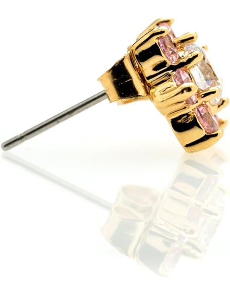 9mm Cubic Zirconia Flower Stud Earrings 24k Real Gold Plated