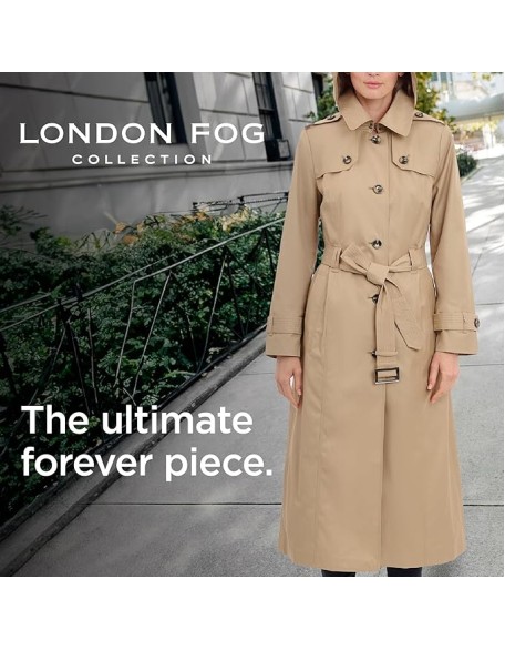 Women's Single Breasted Long Trench Coat with Epaulettes and Belt