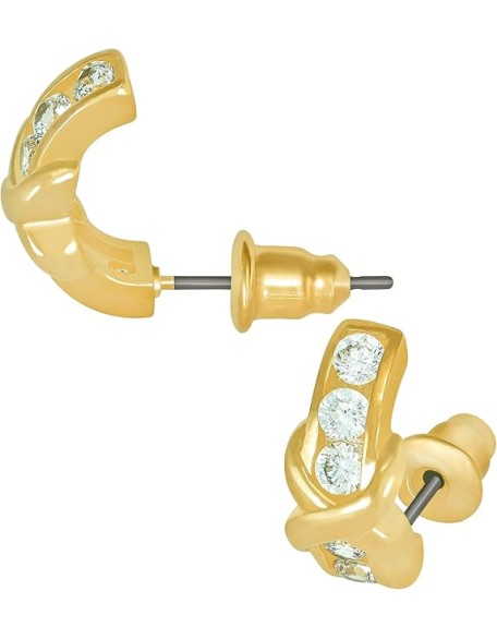 “Hugs & Kisses" Cubic Zirconia Stud Earrings 24k Gold Plated