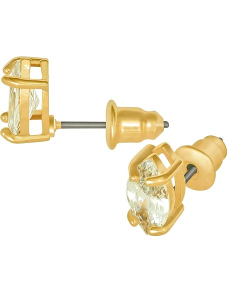 Cubic Zirconia Marquise Stud Earrings for Women 24k Gold Plated