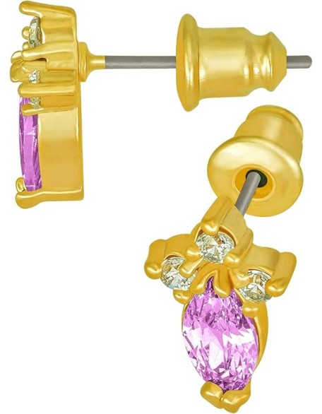 Cubic Zirconia Marquise Stud Earrings 24k Gold Plated