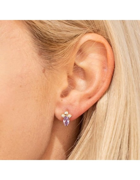 Cubic Zirconia Marquise Stud Earrings 24k Gold Plated