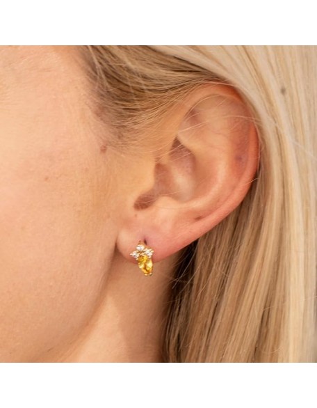 Cubic Zirconia Marquise Stud Earrings 24k Gold Plated