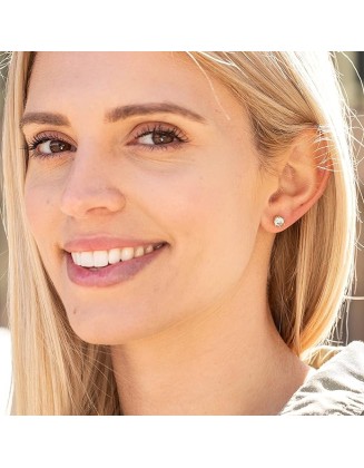 Cubic Zirconia Circle Birthstone Stud Earrings 24k Gold Plated