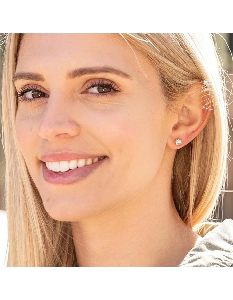 Cubic Zirconia Circle Birthstone Stud Earrings 24k Gold Plated