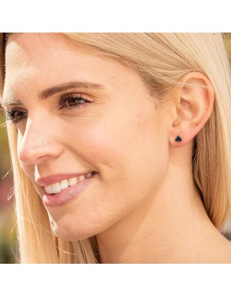 Cubic Zirconia Heart Birthstone Stud Earrings 24k Gold Plated