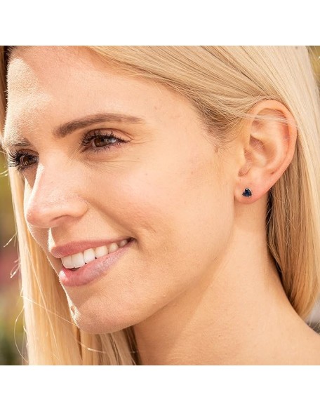 Cubic Zirconia Heart Birthstone Stud Earrings 24k Gold Plated
