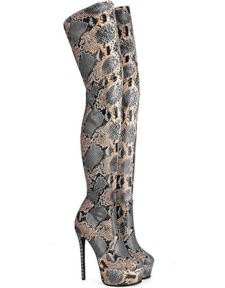 Women Sexy Platform Thigh High Boots Elastic Stiletto High Heel Stretch Over The Knee Boots Side Zipper Round Toe Sexy Thigh High Go Go Boots Pull On for Ladies Dressy Winter party 4-12 M US
