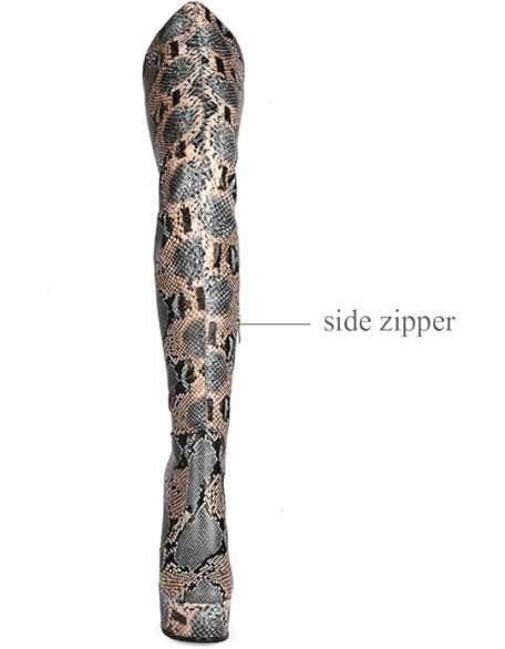 Women Sexy Platform Thigh High Boots Elastic Stiletto High Heel Stretch Over The Knee Boots Side Zipper Round Toe Sexy Thigh High Go Go Boots Pull On for Ladies Dressy Winter party 4-12 M US