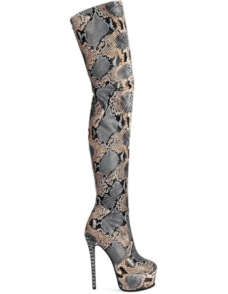 Women Sexy Platform Thigh High Boots Elastic Stiletto High Heel Stretch Over The Knee Boots Side Zipper Round Toe Sexy Thigh High Go Go Boots Pull On for Ladies Dressy Winter party 4-12 M US