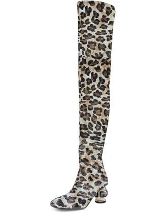 Women Classic Over The Knee Thigh High Boots Square Closed Toe Chunky Block Low Heel Long Boot Suede Side Zipper Ladies Party Club Shoes