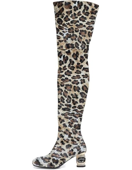 Women Classic Over The Knee Thigh High Boots Square Closed Toe Chunky Block Low Heel Long Boot Suede Side Zipper Ladies Party Club Shoes