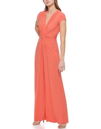 Womens Short Sleeve V-neck Twist Front Summer Jumpsuit