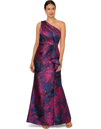 Women's One Shoulder Jacquard Gown