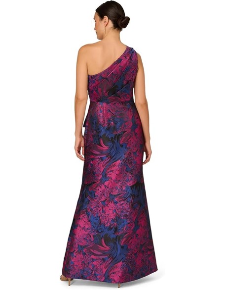 Women's One Shoulder Jacquard Gown