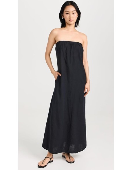 Women's Linen Column Maxi Dress