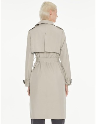Women's Long Trench Coat Double-Breasted Classic Lapel Overcoat with Belt