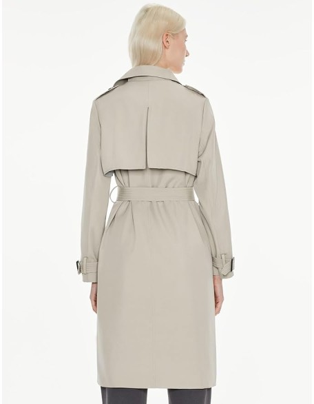 Women's Long Trench Coat Double-Breasted Classic Lapel Overcoat with Belt