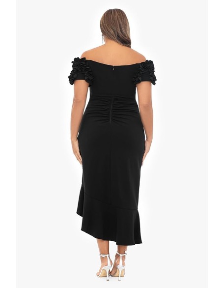 Women's Size Off The Shoulder Ruffle Sleeve Midi Dress (Plus)