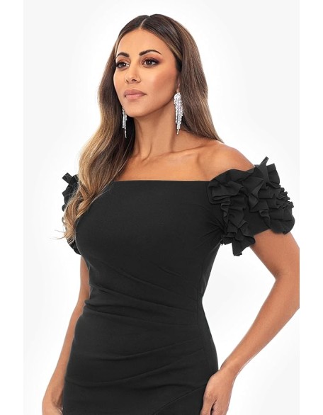 Women's Size Off The Shoulder Ruffle Sleeve Midi Dress (Plus)