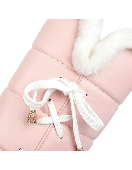 Women's Winter Warm Knee High Snow Boots - Lace up Hidden Wedge Platform Boots
