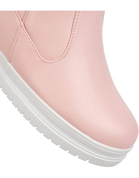 Women's Winter Warm Knee High Snow Boots - Lace up Hidden Wedge Platform Boots