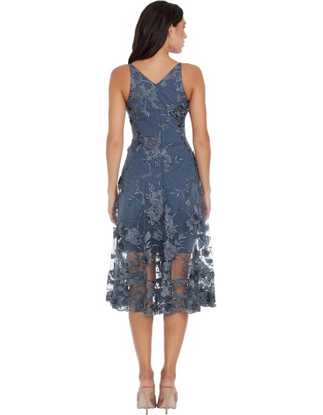 Women's Audrey Spaghetti Strap Midi A-line 3D Floral Dress