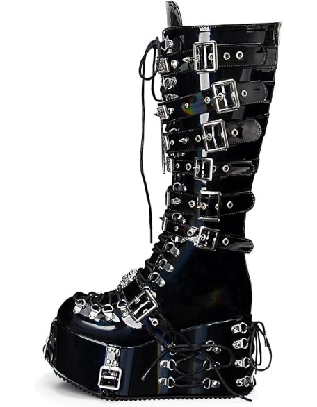 Women Holographic Punk Rivet Goth Platform Boots