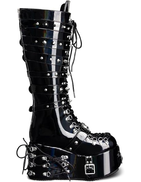 Women Holographic Punk Rivet Goth Platform Boots