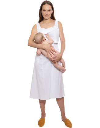 The Breastfeeding Crossover Dress - Classic A-line Silhouette, One-Piece, Easy Nursing
