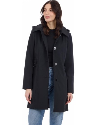 Women's Single Breasted Raincoat with Detachable Hood