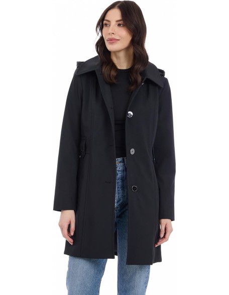 Women's Single Breasted Raincoat with Detachable Hood