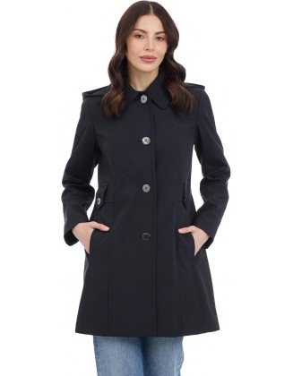 Women's Single Breasted Raincoat with Detachable Hood