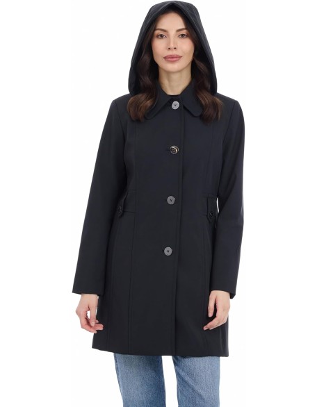Women's Single Breasted Raincoat with Detachable Hood