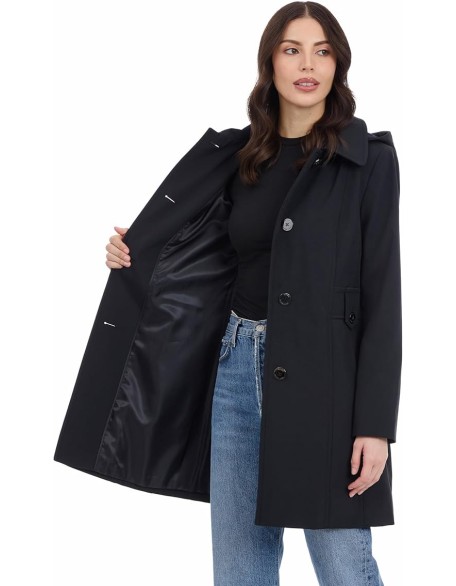 Women's Single Breasted Raincoat with Detachable Hood