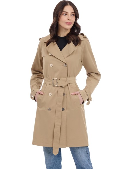 Women's Double Button Trenchcoat with Detachable Hood