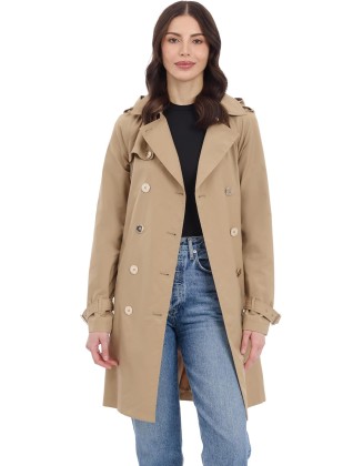 Women's Double Button Trenchcoat with Detachable Hood