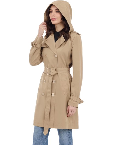Women's Double Button Trenchcoat with Detachable Hood