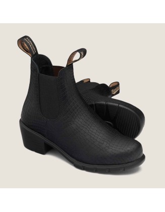 Women's Series Heeled Boots - Black Crocodile