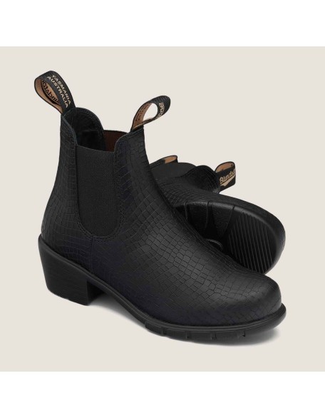 Women's Series Heeled Boots - Black Crocodile