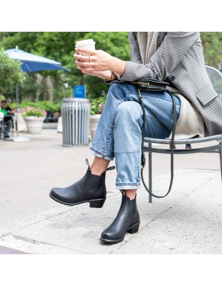 Women's Series Heeled Boots - Black Crocodile