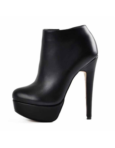 Black Platform Zipper Stiletto Ankle Boots